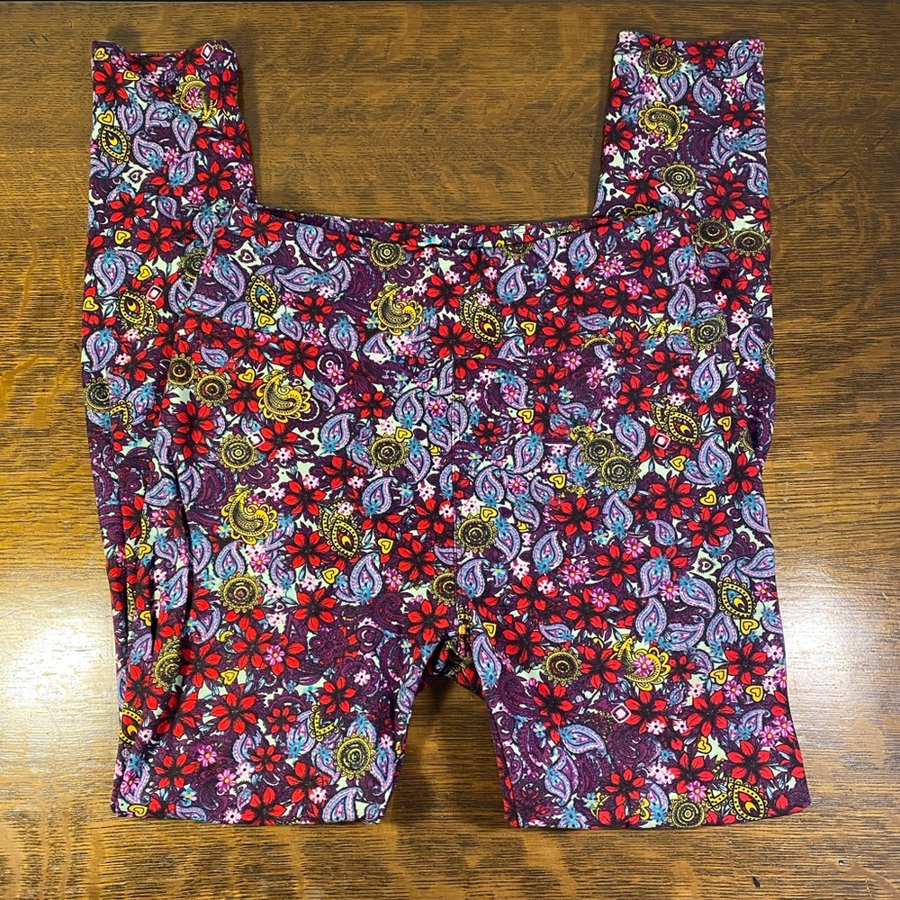 LulaRoe Red/Purple Floral Pants